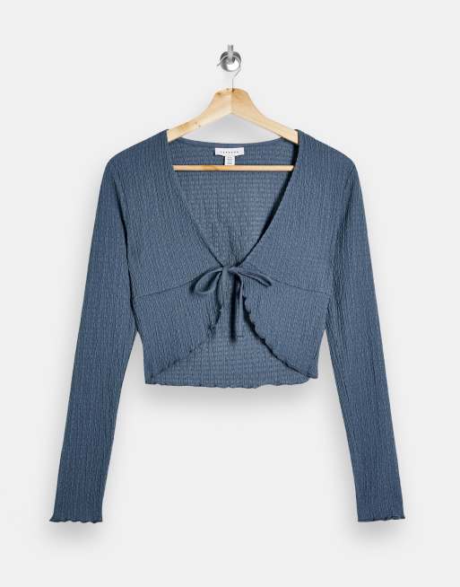 Topshop long-sleeved textured crop cardigan, 4 of 4