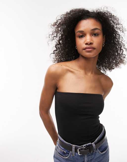 Saturi Mesh Longline Bandeau Top in Black