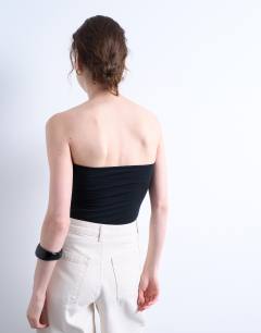 Model wearing Longline bandeau in black