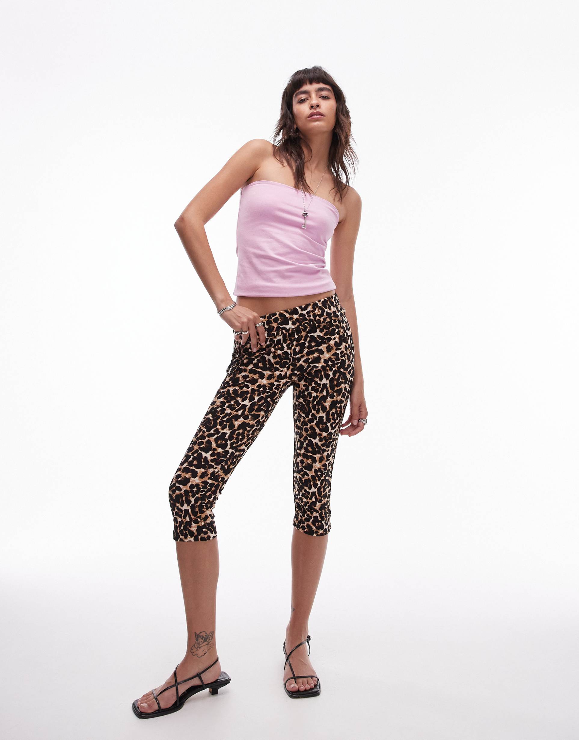 topshop longline bandeau top in pink