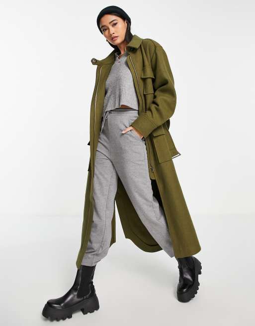 Khaki 2024 topshop coat