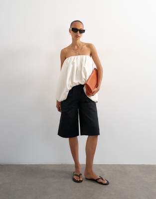 Topshop Longline Bermuda Cargo Short In White