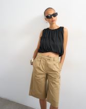 Topshop longline bermuda cargo short in ecru