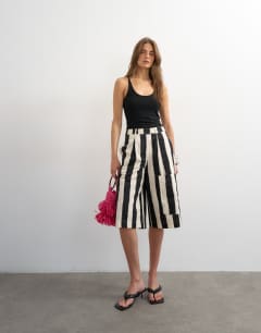 Longline bermuda cargo short in mono stripe