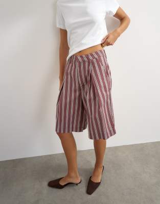 Topshop Longline Bermuda Shorts In Multi