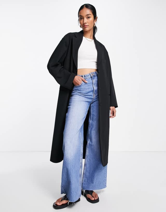 Topshop longline blazer in black