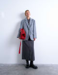 [Topshop] Topshop longline brushed one button blazer coat with wool in grey marl S grey marle