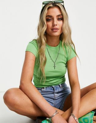 Topshop longline every day tee in green | ASOS