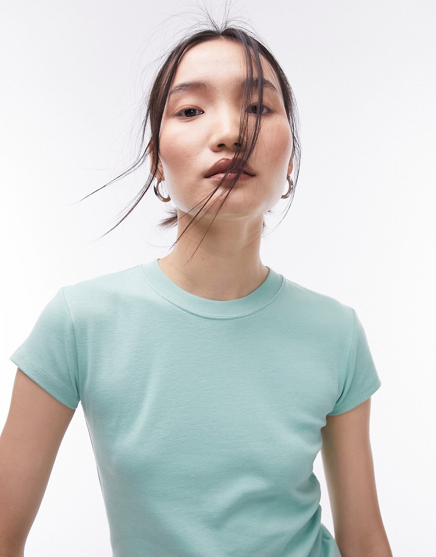 Topshop Longline Every Day Tee In Green