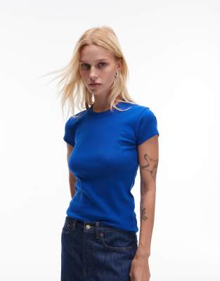 Topshop longline everyday tee in cobalt