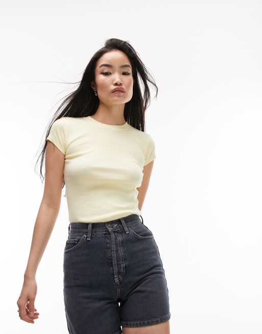 Topshop longline everyday tee in lemon