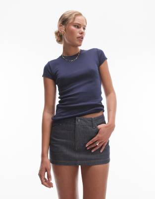 Topshop Longline Everyday Tee In Navy