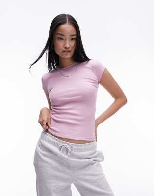 Topshop Longline Everyday Tee In Pink