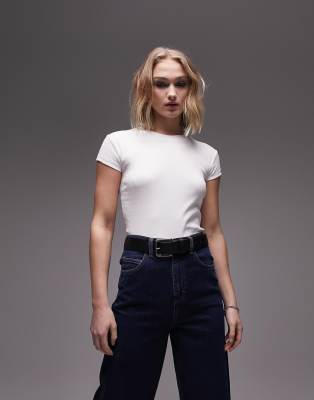 Topshop Everyday Tee In Gray In White