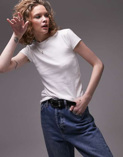 Topshop longline everyday tee in white