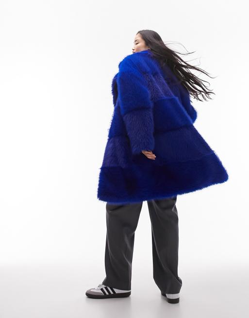 Topshop blue shop fluffy coat