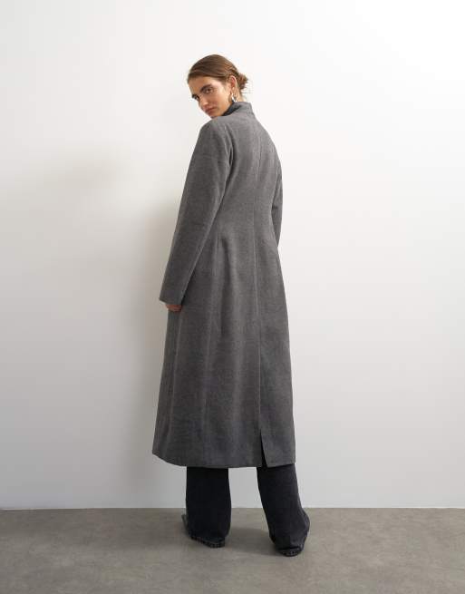 Topshop longline formal coat in gray, 2 of 4