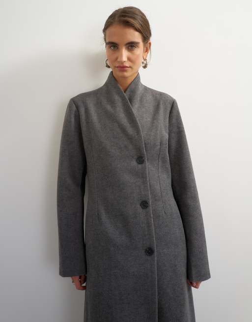 Topshop longline formal coat in grey, 4 of 4