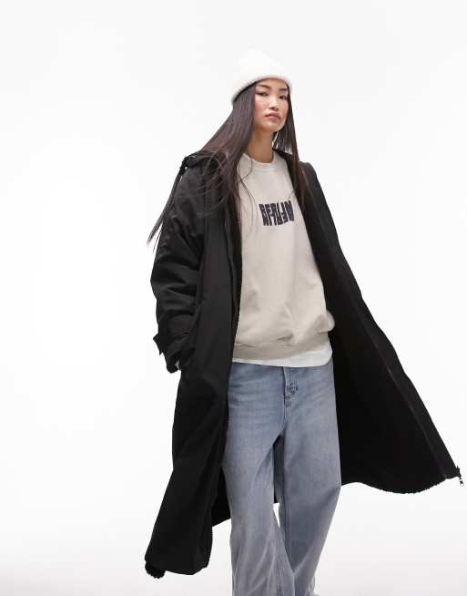 Topshop jane 2025 hooded longline parka