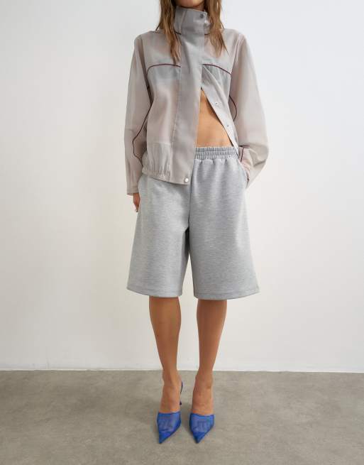 Topshop longline jersey short in grey, 5 of 5