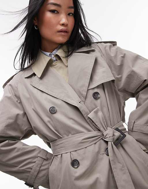 Topshop longline nylon trench coat in gray | ASOS Topshop longline nylon trench coat in gray | ASOS