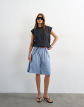 Topshop longline piping detail sports shorts in light blue