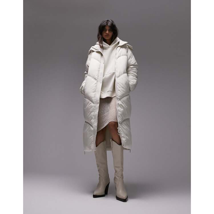 Long hot sale white parka