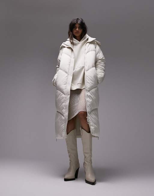 Coat with a hood in the collar - offwhite