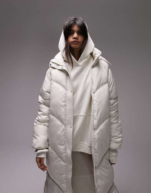 Long Hooded Puffer Jacket Off White*, LÄST