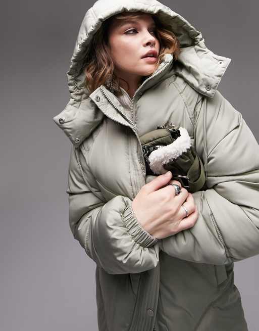 Puffer jacket with fur hood online topshop