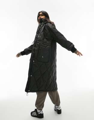 Topshop longline quilted hooded puffer jacket in black - Click1Get2 Coupon