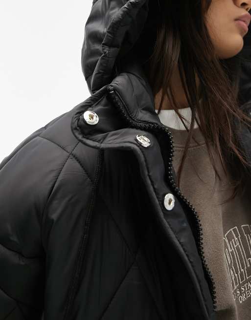 Topshop black quilted puffer jacket sale