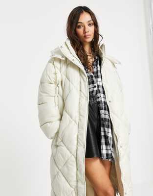 long cream puffa coat