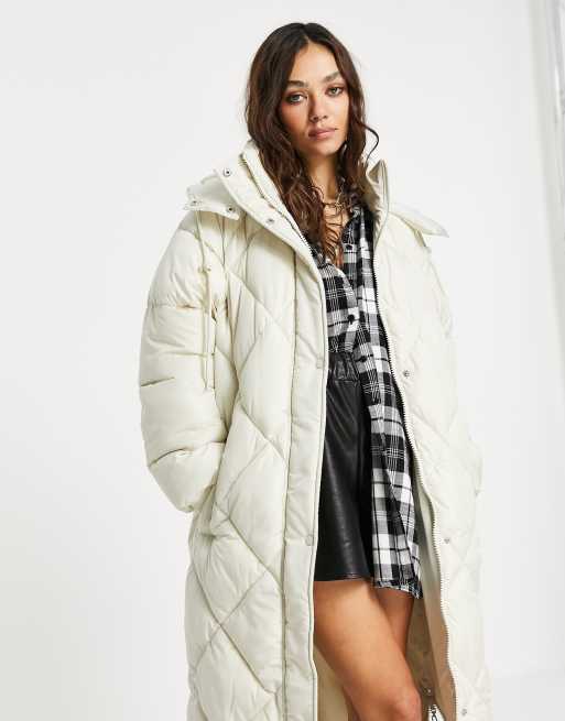 Cream longline hot sale puffer coat