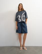 Topshop longline satin short in navy