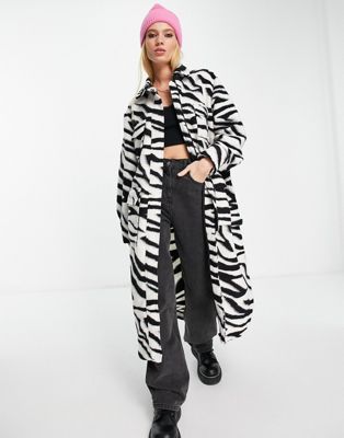 Topshop longline shacket in zebra print - ASOS Price Checker