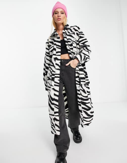 Topshop longline shacket in zebra print | ASOS