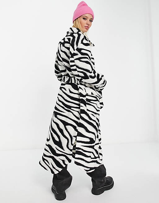  Topshop longline shacket in zebra print 