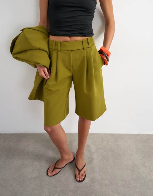 Topshop longline shorts in olive - part of a set, 3 of 5