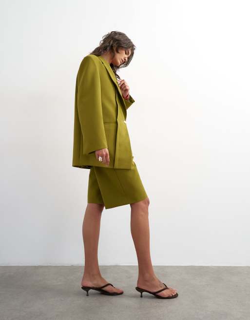 Topshop longline shorts in olive - part of a set, 4 of 5