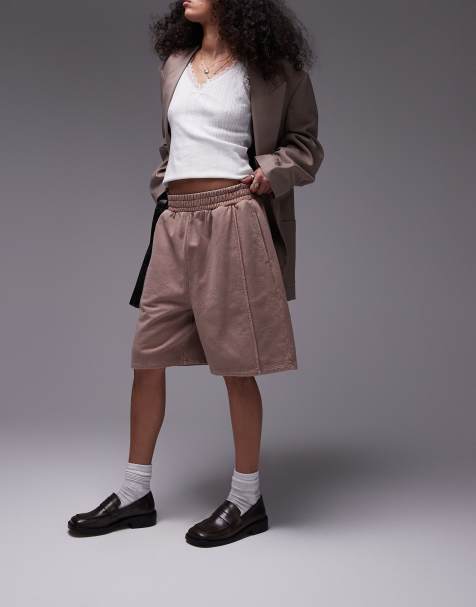 Topshop – Longline-Shorts in verwaschenem Rosa mit Acid-Waschung - view 1
