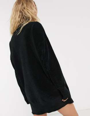 Topshop longline sweater in black | ASOS