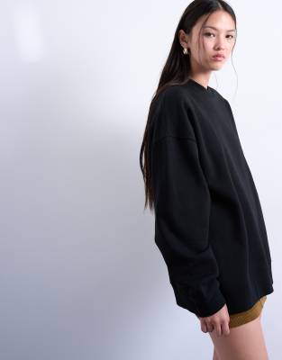 Topshop Longline Sweatshirt In Black
