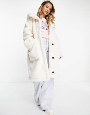 White teddy coat clearance topshop