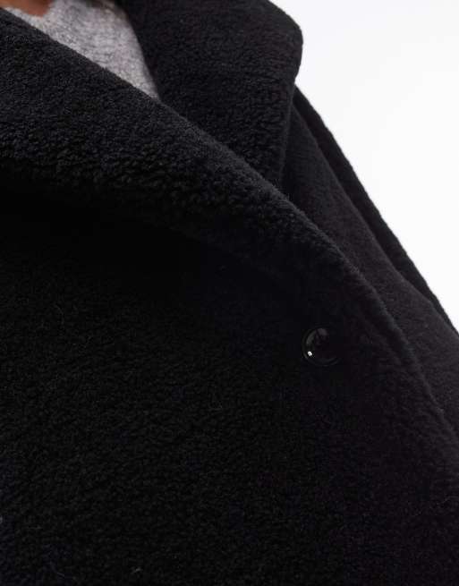 Topshop longline throw-on borg jacket in black