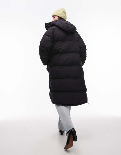 Black wrap puffer jacket topshop best sale