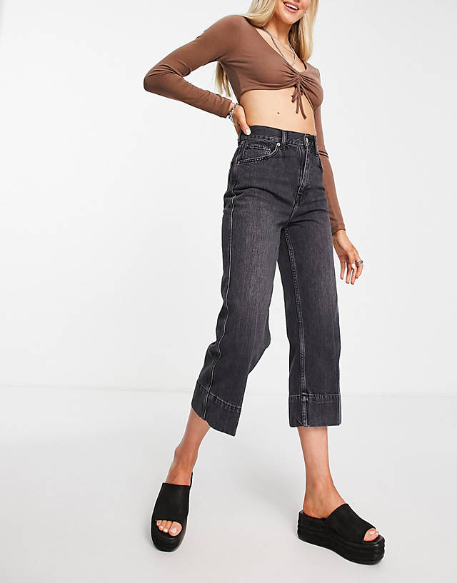 Topshop - loose cropped jeans in washed black
