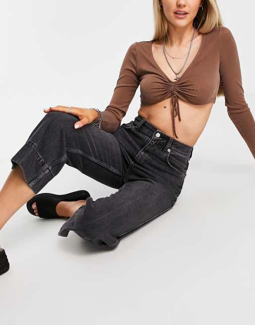 Black Slim Wide Leg Jeans