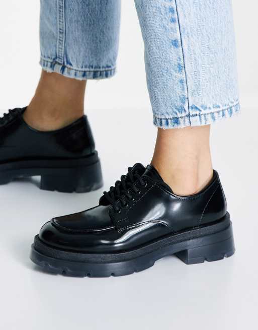 Topshop - Lorna - Chunky sorte sko med snører