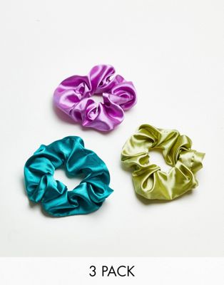 Topshop 3 pack of mixed colour scrunchies - ASOS Price Checker